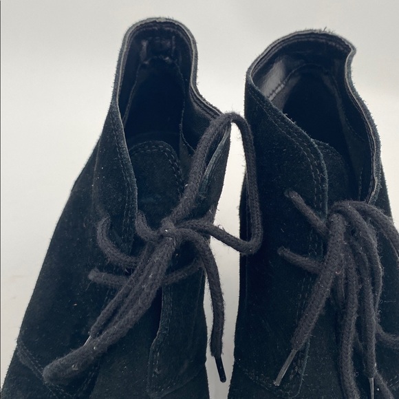 CROCS Black suede wedge ankle boots women 8 casual office retro Y2K fall winter - Picture 4 of 11